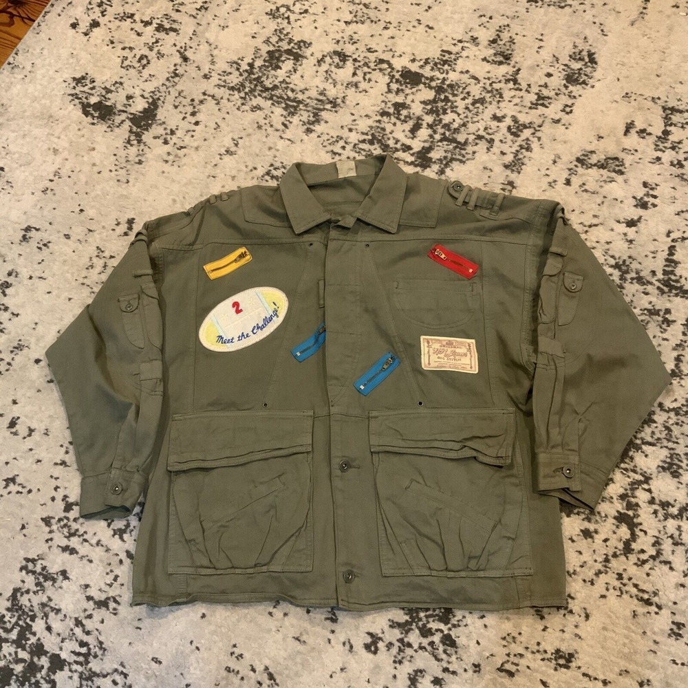 Vintage ABSOLUTELY NO! Green Jacket Military 80s 90s Y2K‎ Claude Attias Grunge